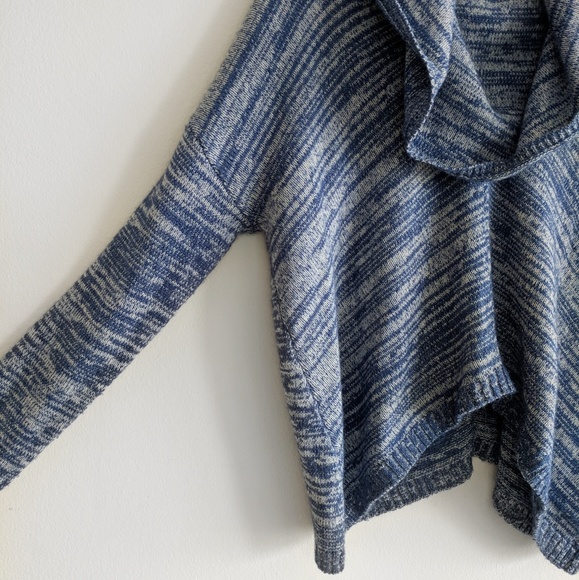 Oversized Marled Cowl Neck Sweater Blue XS - Picture 4 of 8